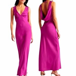 Abercrombie & Fitch NWT Pink Plunge Cowl Back Maxi Dress Size M